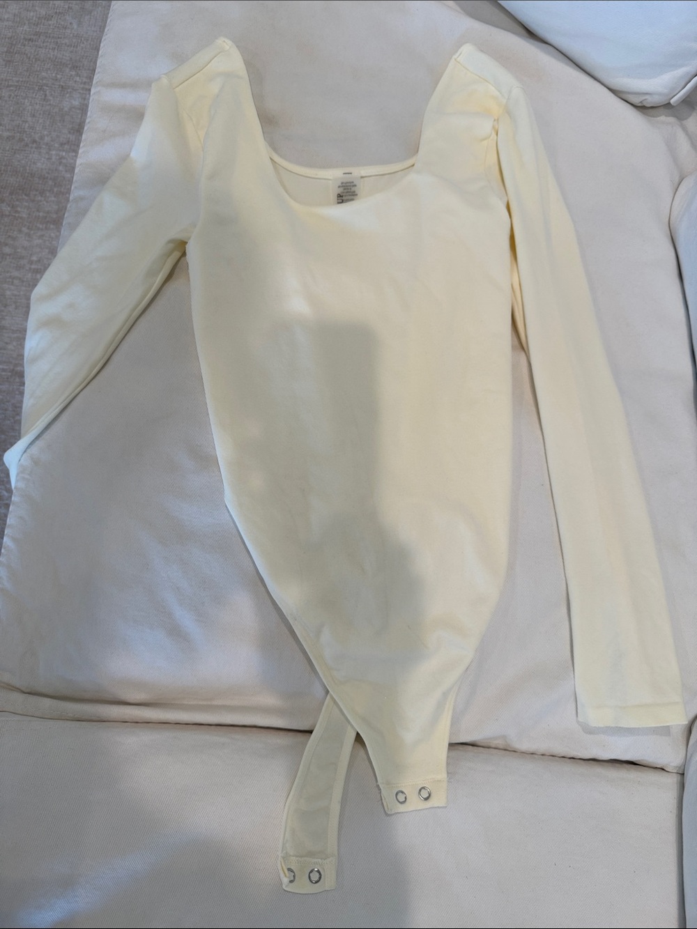 Pale yellow Long Sleeve Scoop Neck Bodysuit